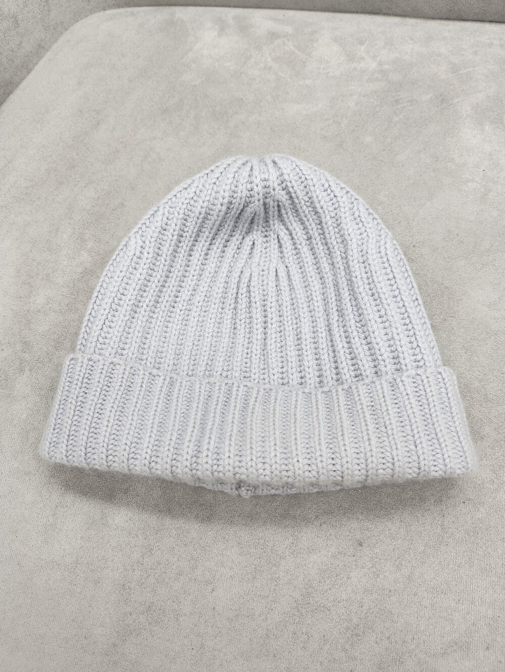 Malo Beanie Hat Women's Pastel Blue 100% Cashmere English Rib Knit Made In Italy
